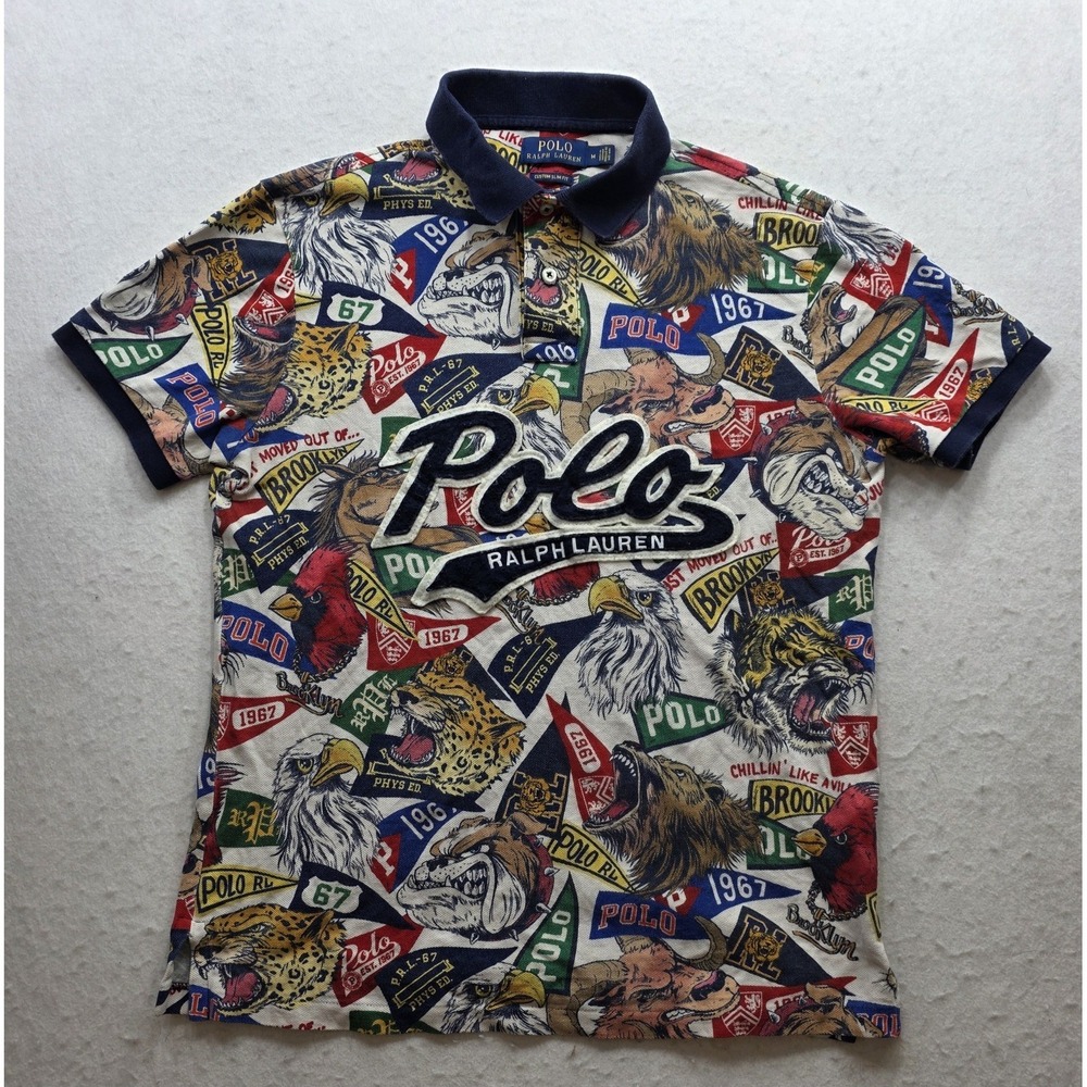 Polo Ralph Lauren Men's Collegiate Multicolor Banner & Mascot Polo Shirt. Size M - Picture 2 of 8
